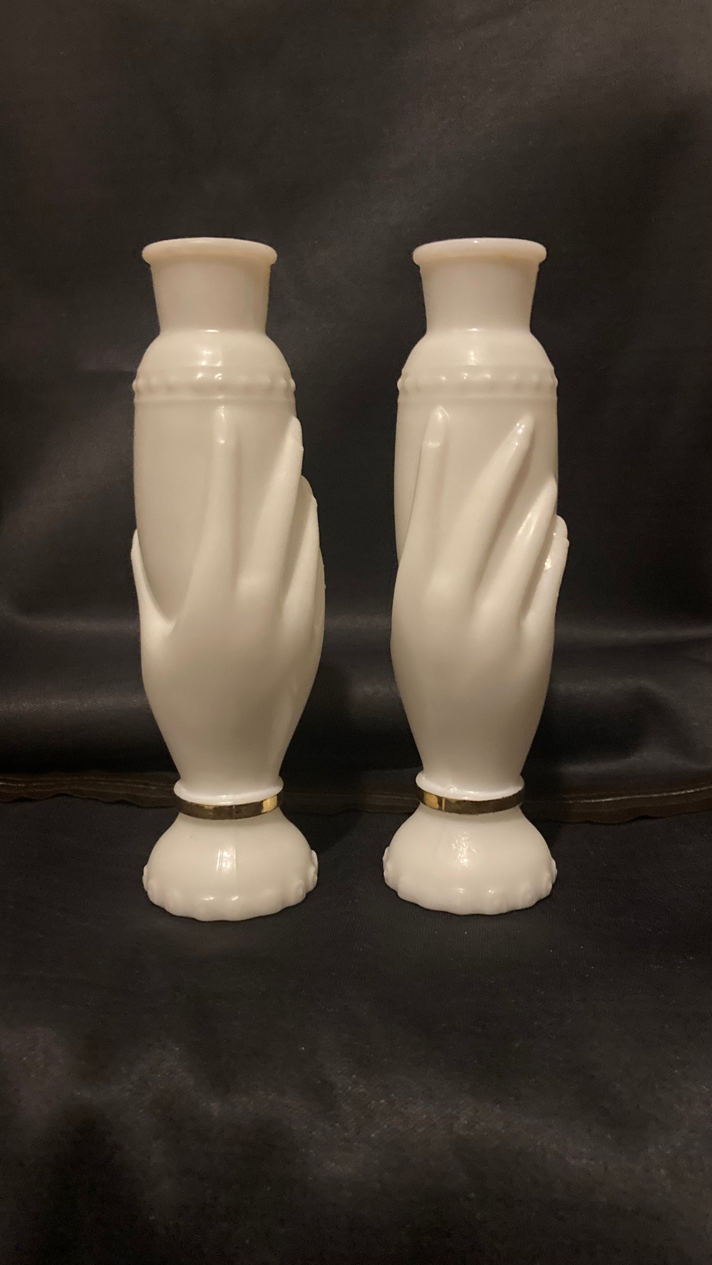 Vintage 1960s Avon Hand Shaped Milk Glass Vase